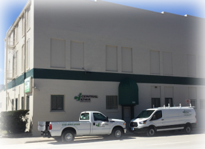 trucks by building